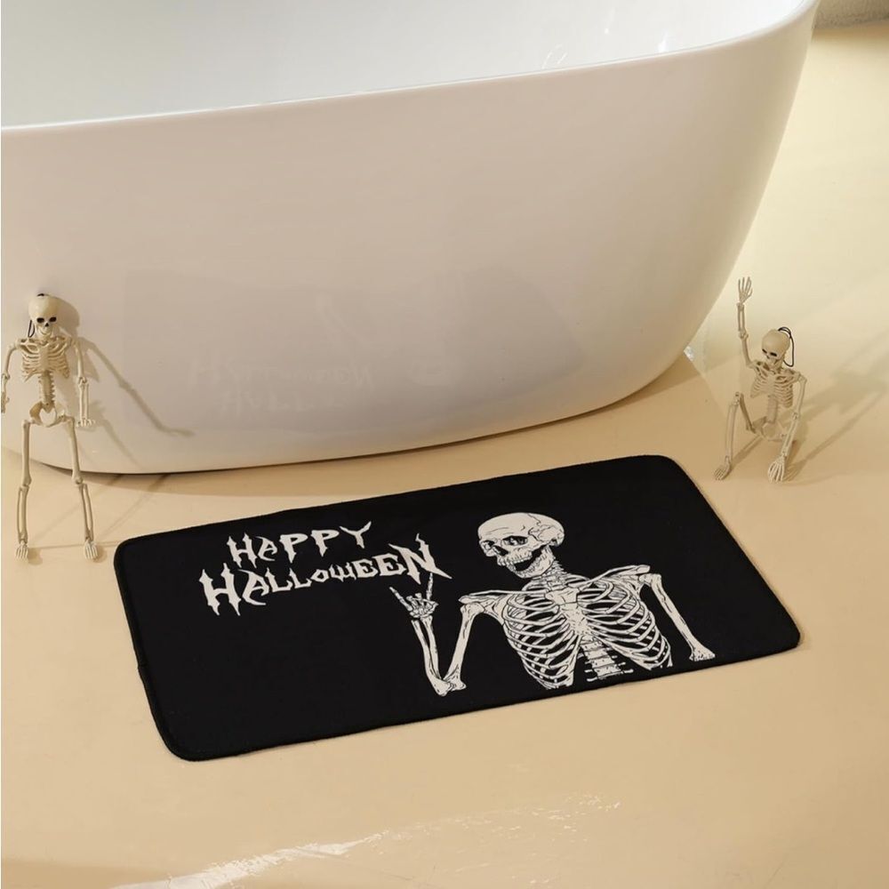 Skull Halloween Bath Mat - Soft Non-Slip Bath Mat Absorbent Bath Rugs for